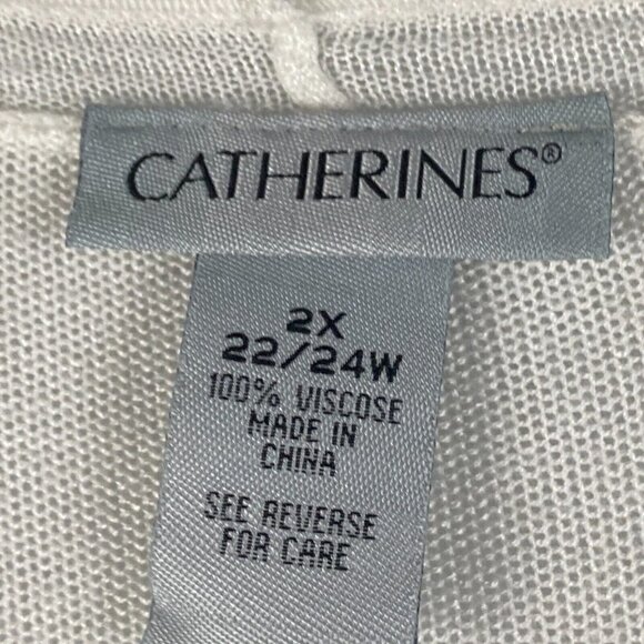 Catherines Cardigan Womens 2X Open Front White Long Sleeve Lightweight - Picture 4 of 8